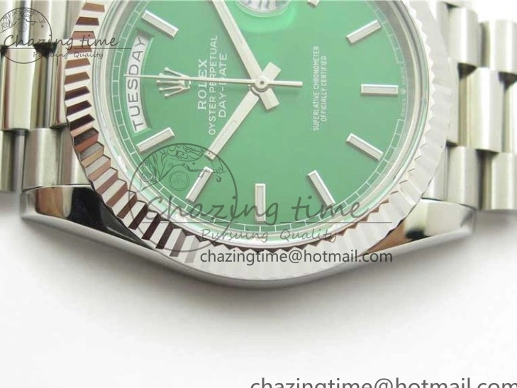 on SS SS Dial Day-Date Dial Green 904 New Markers Bracelet A2836 228239 Version BP 40mm President Stick 0313